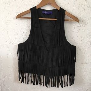 Suede Fringe Cropped Vest